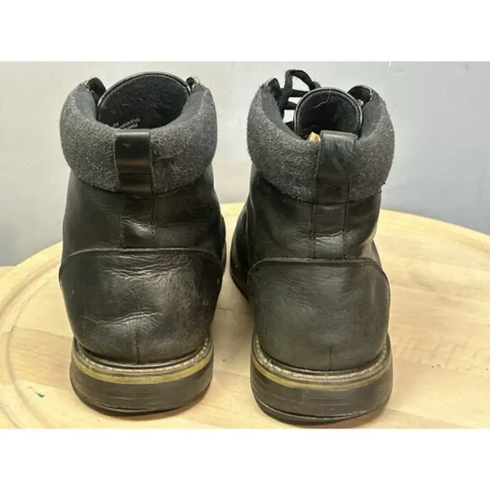 The Rail Leather Black Boots Lace Side Zip Up Biker Combat Size 45M Mens US 11.5